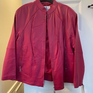 NWT Hot pink genuine leather jacket size 18